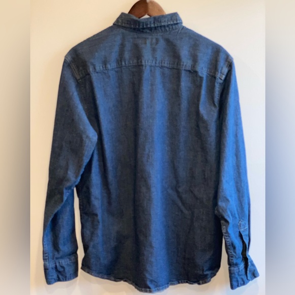 Wrangler Blue Indigo Denim Pearl Snap Western Shirt Long Sleeve Men's Large - Picture 4 of 6